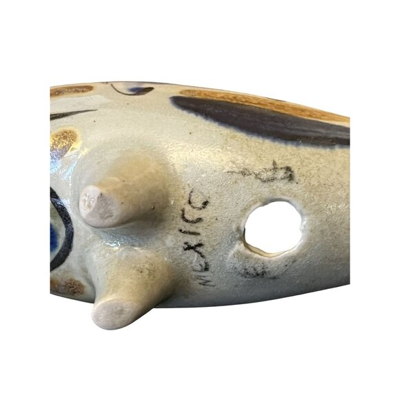 Vintage Tonala Pottery Pair Peacocks Handmade Signed Mexican Folk Art - Picture 9 of 16